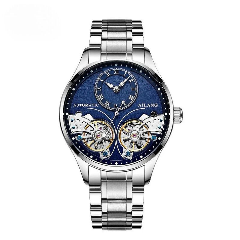 Mechanisch horloge met dubbele tourbillon en lichtgevend display