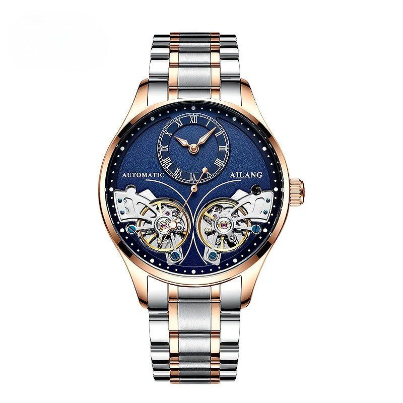 Mechanisch horloge met dubbele tourbillon en lichtgevend display