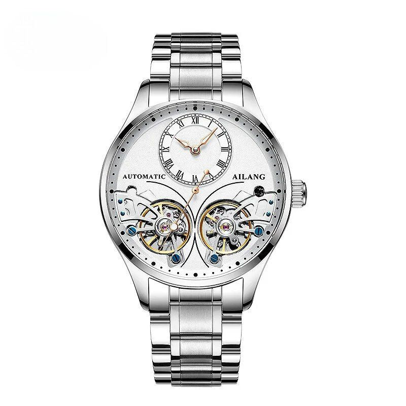 Mechanisch horloge met dubbele tourbillon en lichtgevend display