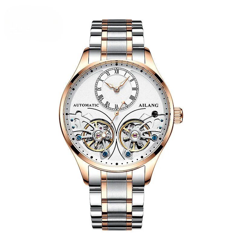 Mechanisch horloge met dubbele tourbillon en lichtgevend display