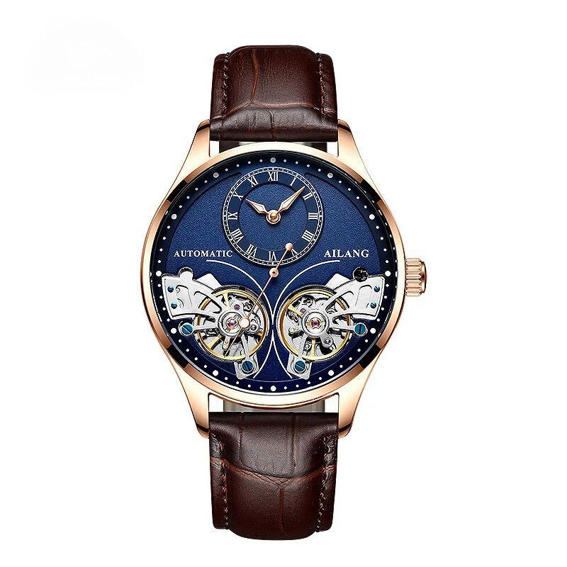 Mechanisch horloge met dubbele tourbillon en lichtgevend display