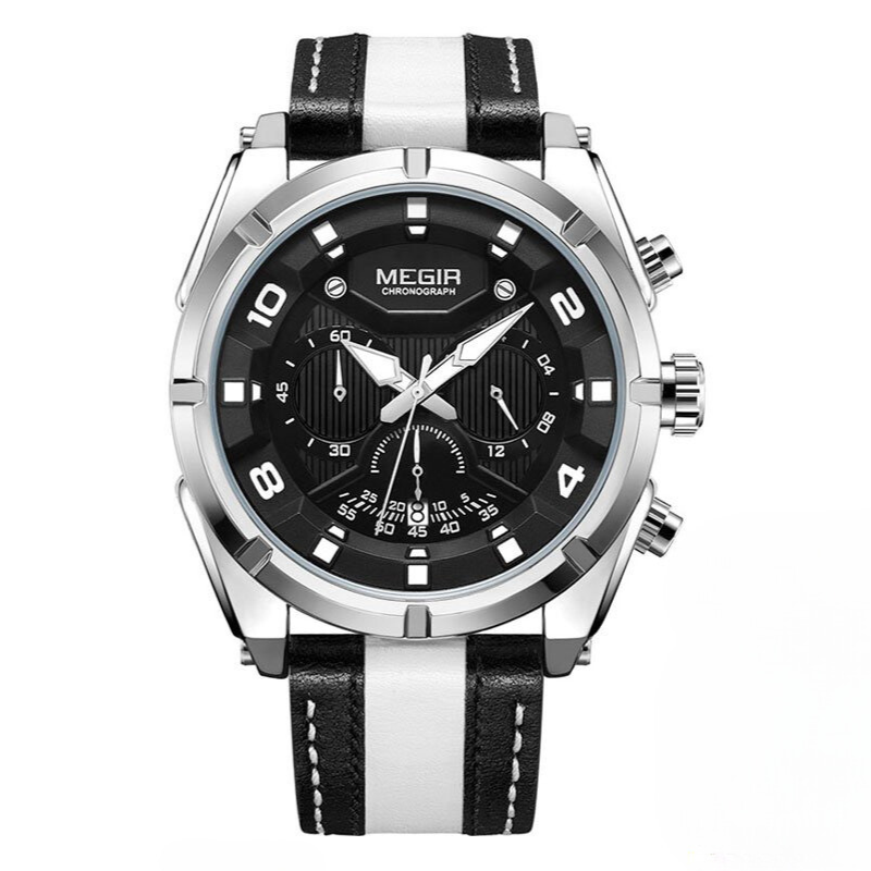 Luxe militair sport chronograaf horloge in leer