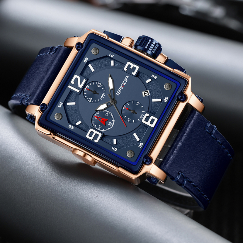 Tactisch herenhorloge van leer met quartz uurwerk