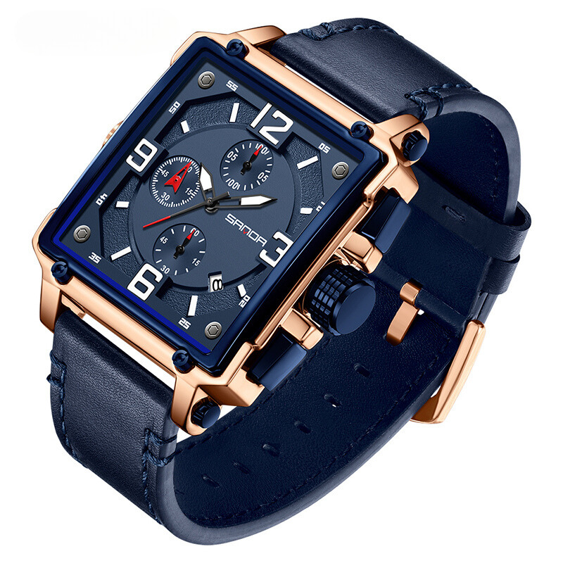 Tactisch herenhorloge van leer met quartz uurwerk