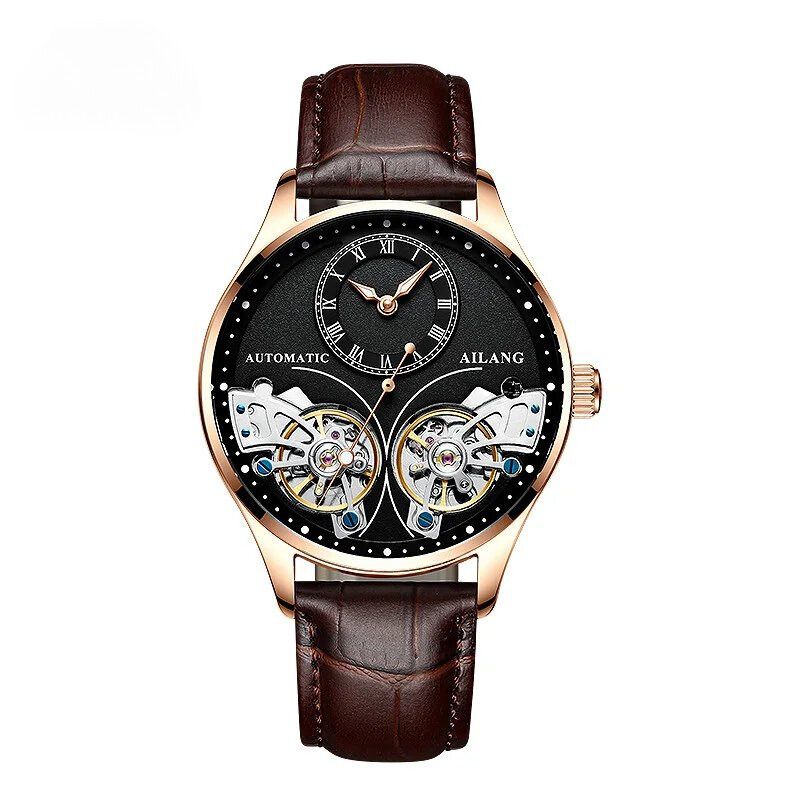 Mechanisch horloge met dubbele tourbillon en lichtgevend display