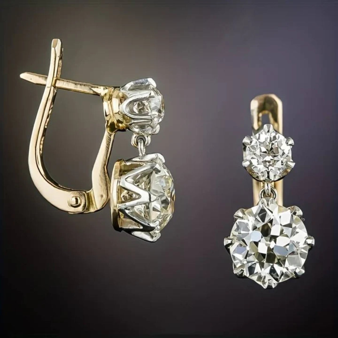 Vintage oorbellen met zirkonia's in goud