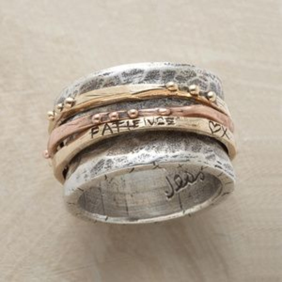 Vintage gouden rosé & zilveren ring