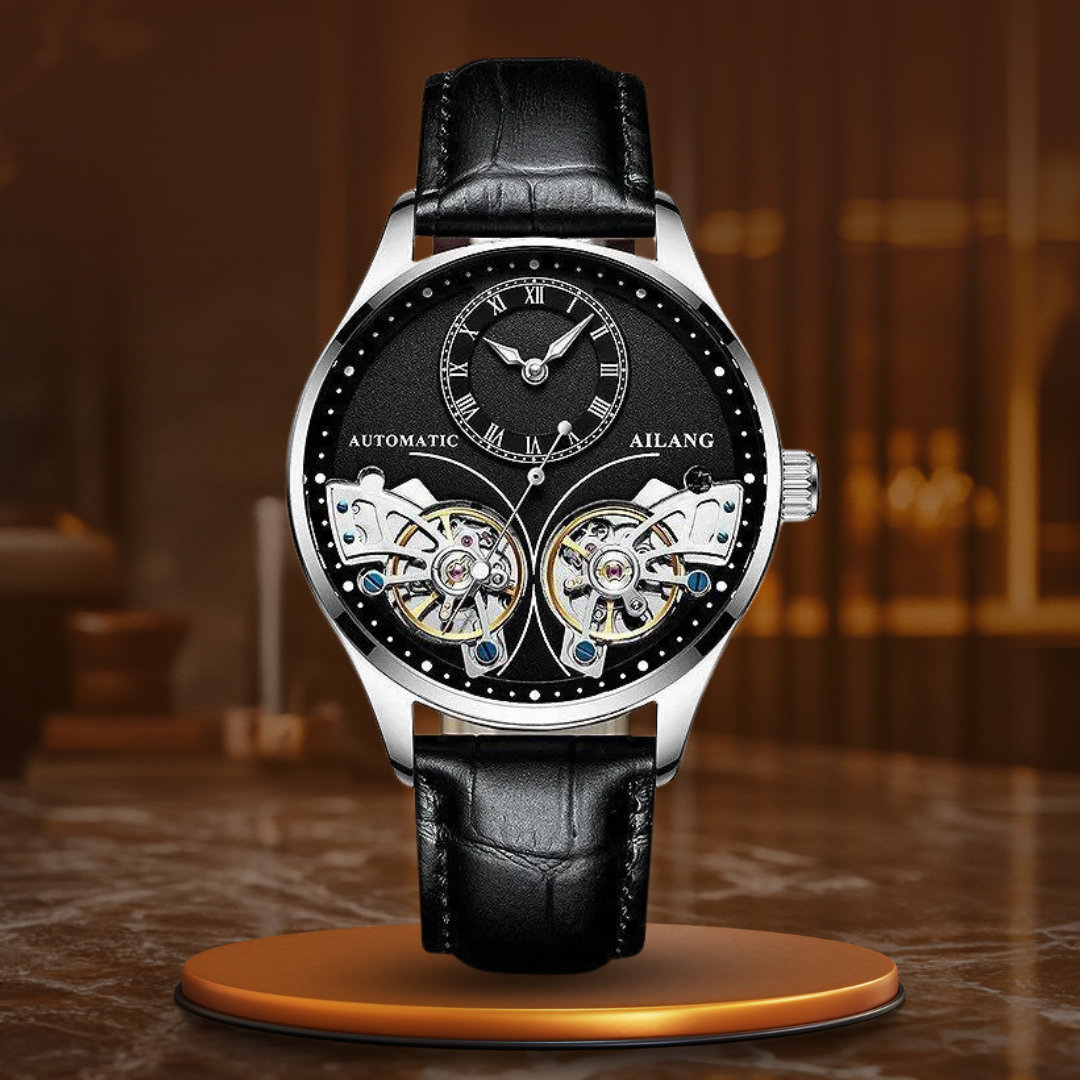 Mechanisch horloge met dubbele tourbillon en lichtgevend display