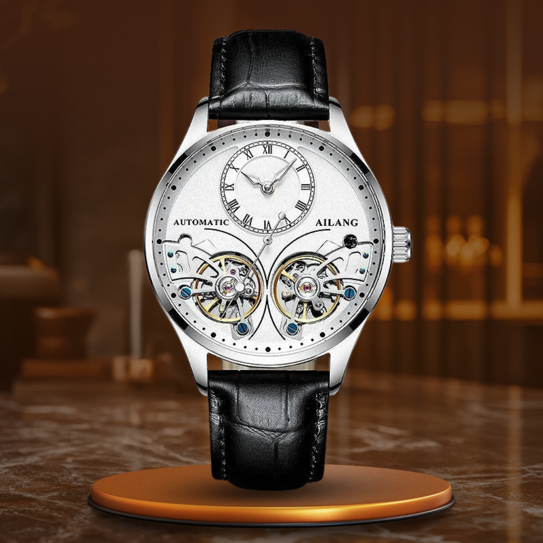 Mechanisch horloge met dubbele tourbillon en lichtgevend display