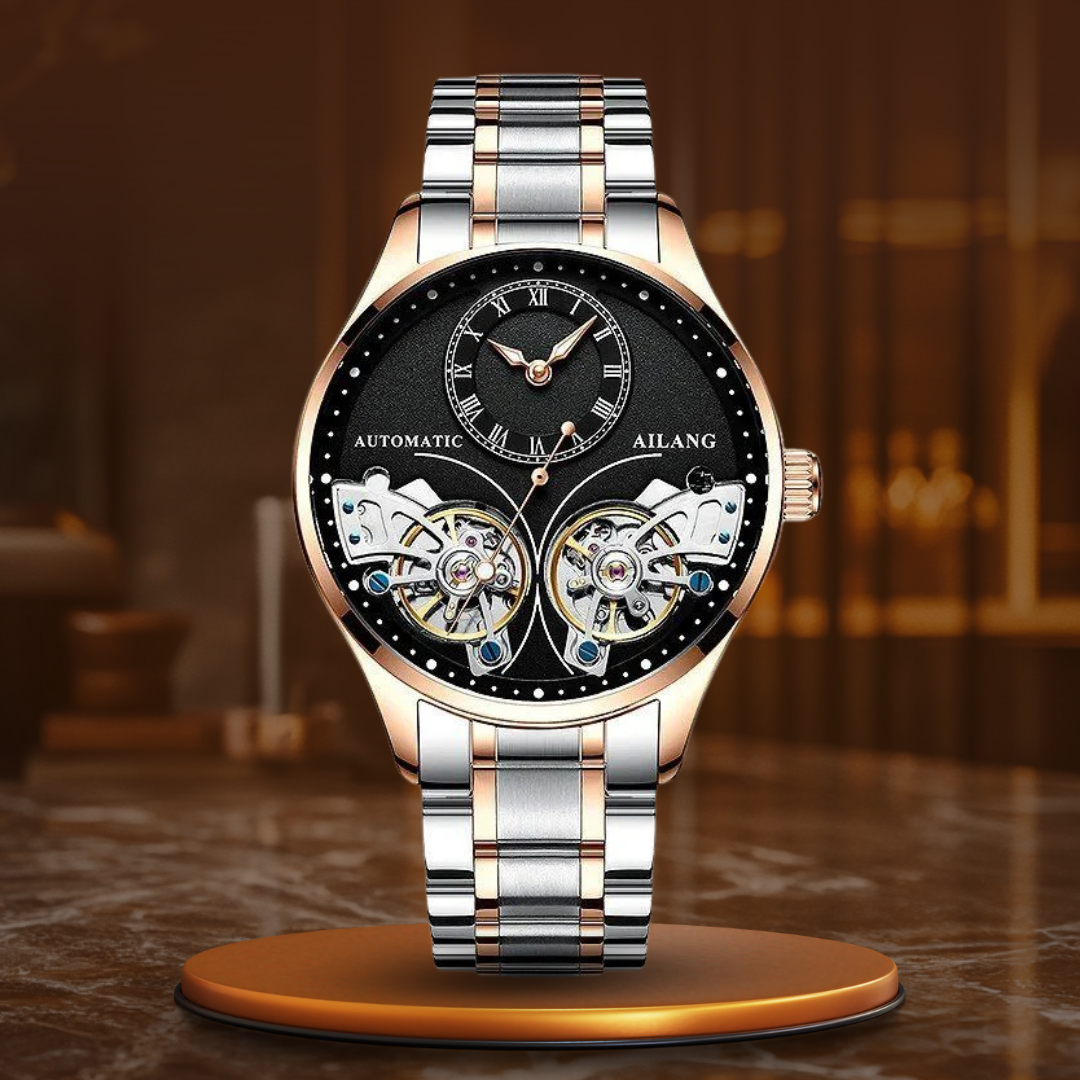 Mechanisch horloge met dubbele tourbillon en lichtgevend display