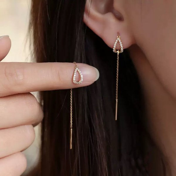Holle briljante oorbellen met waterdruppelhanger in goud