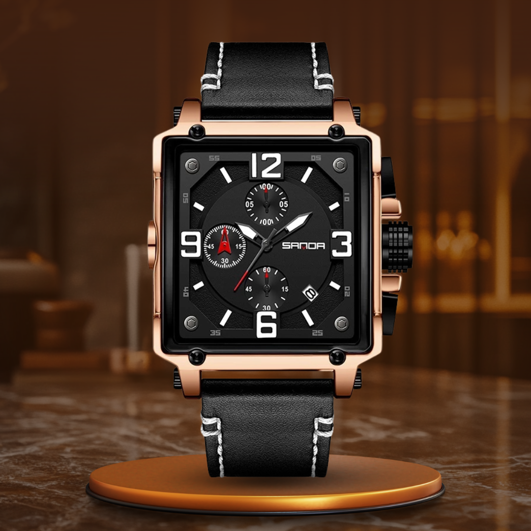 Tactisch herenhorloge van leer met quartz uurwerk