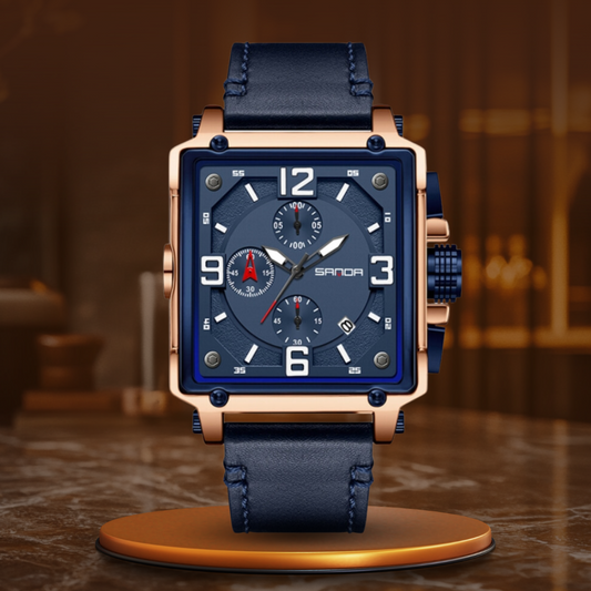 Tactisch herenhorloge van leer met quartz uurwerk
