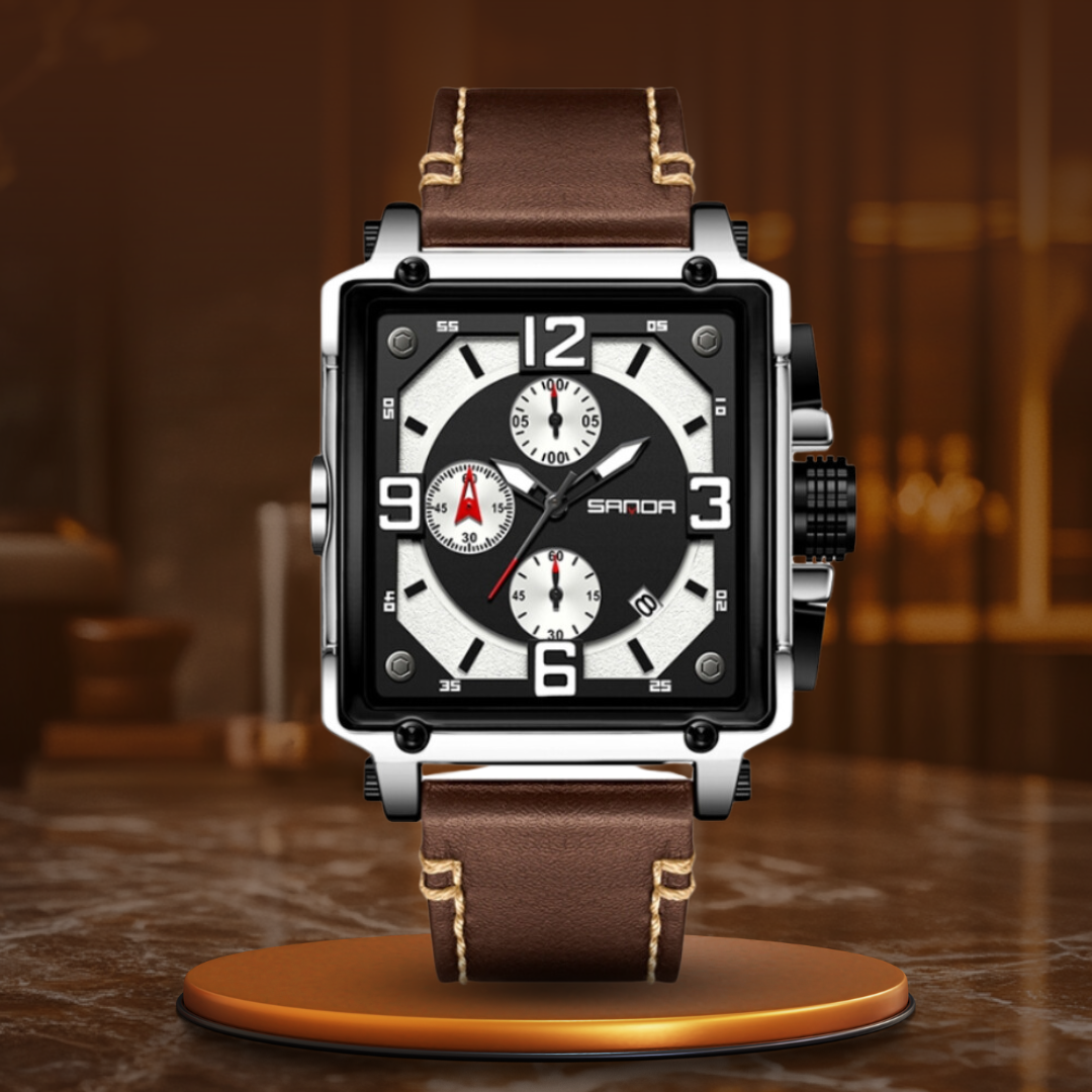 Tactisch herenhorloge van leer met quartz uurwerk