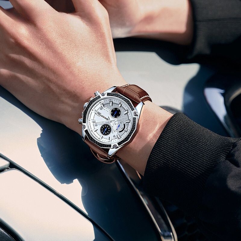 Quartz chronograaf coureurshorloge