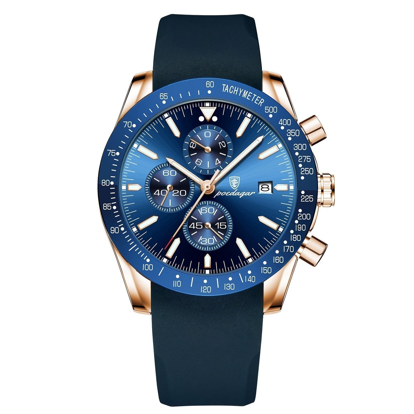 Lichtgevend chronograafhorloge met datum