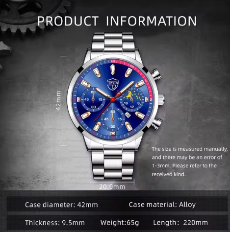 Stijlvol zilveren herenhorloge