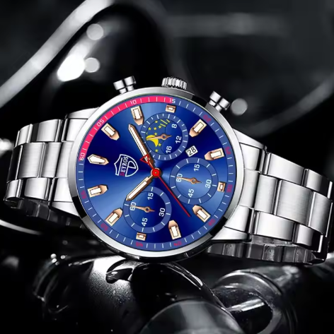 Stijlvol zilveren herenhorloge