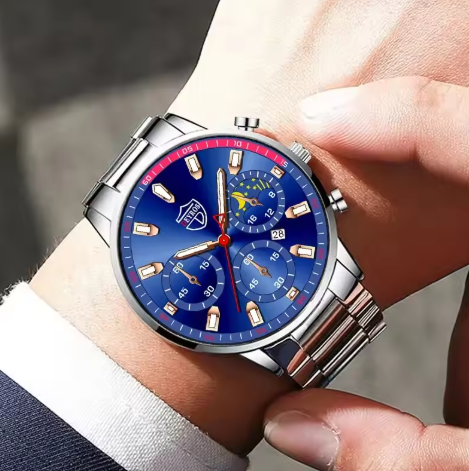 Stijlvol zilveren herenhorloge