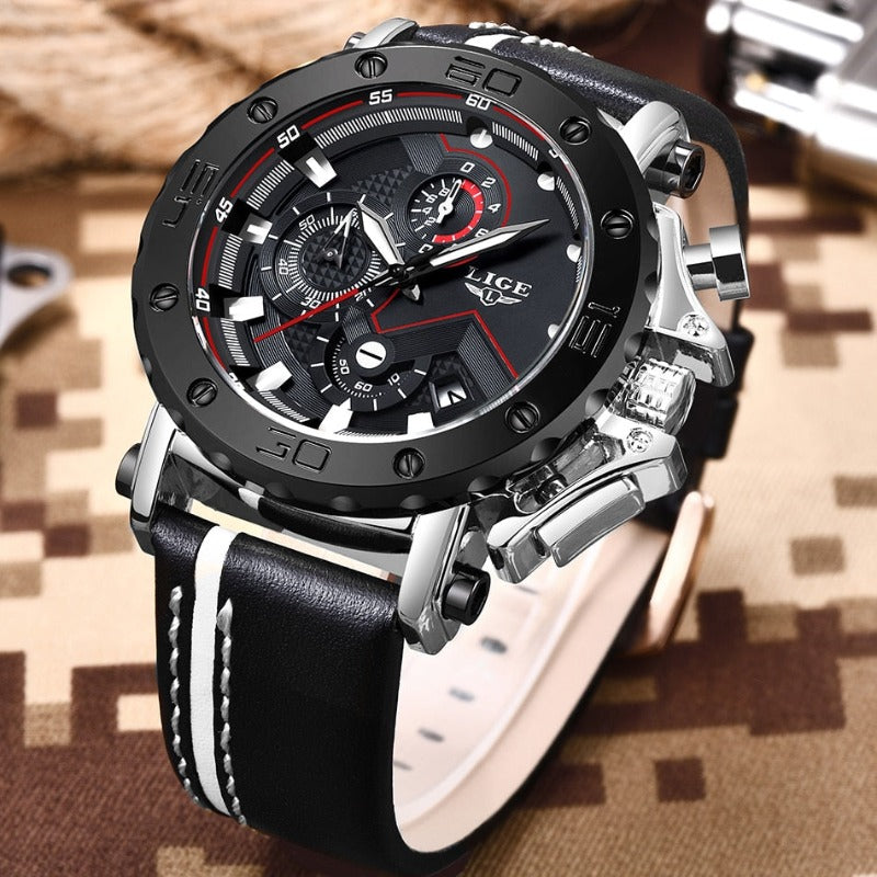 Luxe militair horloge van roestvrij staal met quartz uurwerk