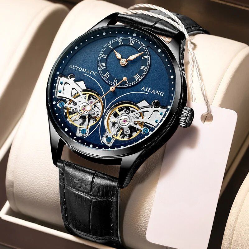 Mechanisch horloge met dubbele tourbillon en lichtgevend display