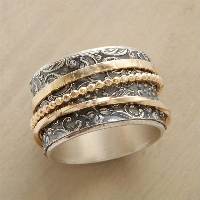 Vintage gouden en zilveren antieke ring
