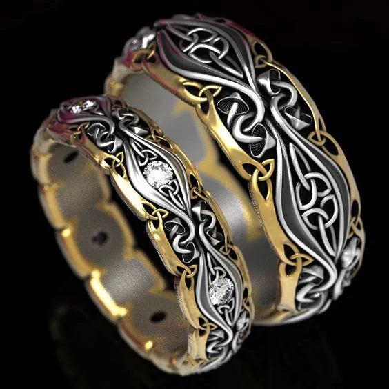 Vintage paar gold & silber ring