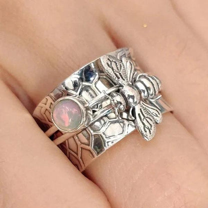Bijen edelsteen meditatie spinner ring