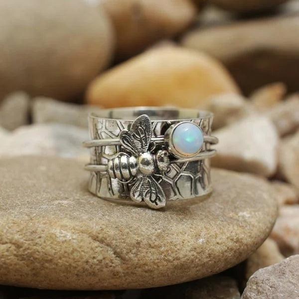 Bijen edelsteen meditatie spinner ring