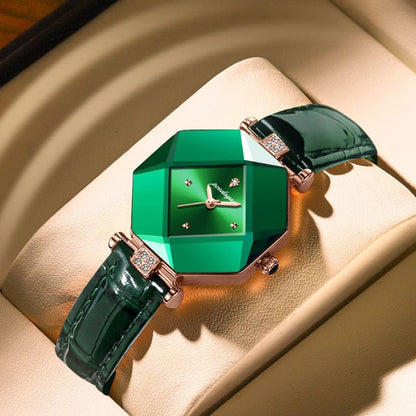 Luxe polshorloge gemaakt van groen diamantkwarts