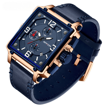Tactisch herenhorloge van leer met quartz uurwerk