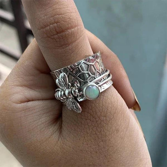 Bijen edelsteen meditatie spinner ring