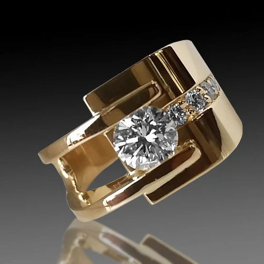 Vintage gouden onregelmatige zirkonia ring
