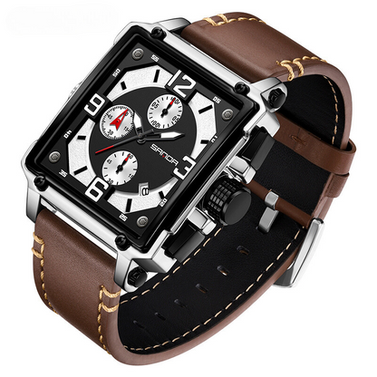 Tactisch herenhorloge van leer met quartz uurwerk