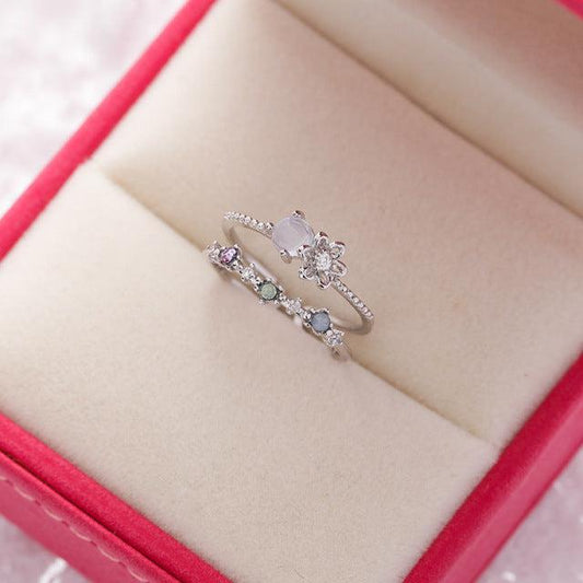 Verstelbare ring van zilver en maansteen