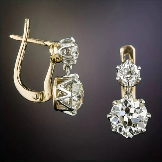 Vintage oorbellen met zirkonia's in goud