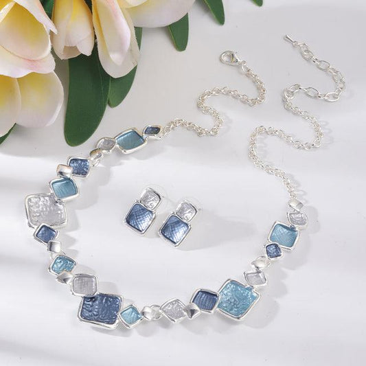 Ronde geometrische kettingen van blauw email