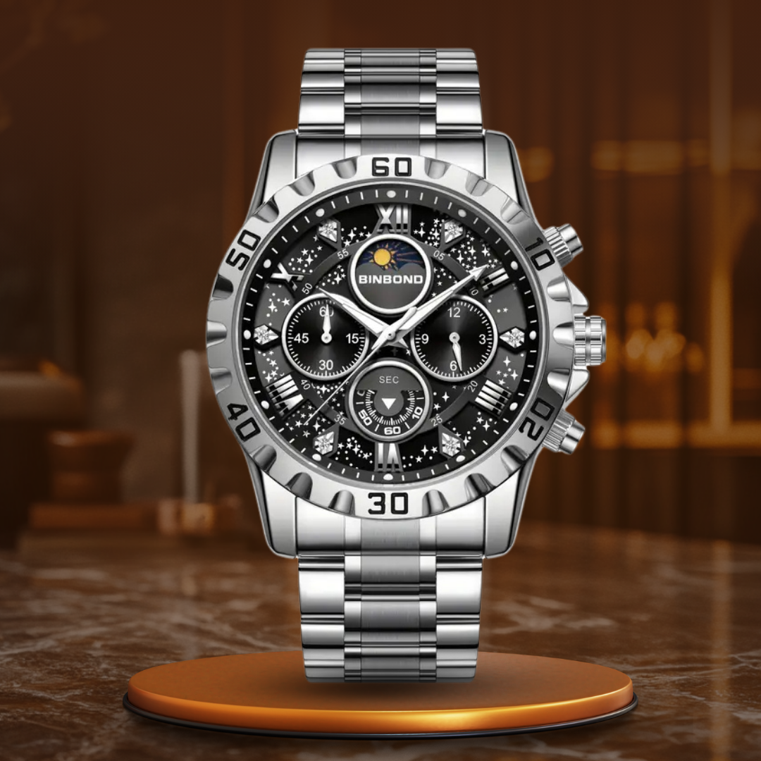 Luxe chronograaf horloge met metalen armband