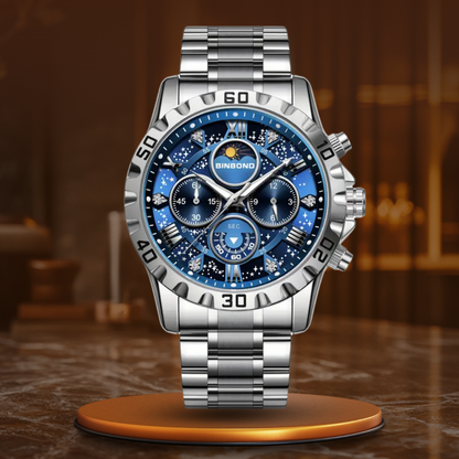Luxe chronograaf horloge met metalen armband