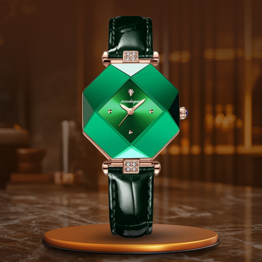 Luxe polshorloge gemaakt van groen diamantkwarts
