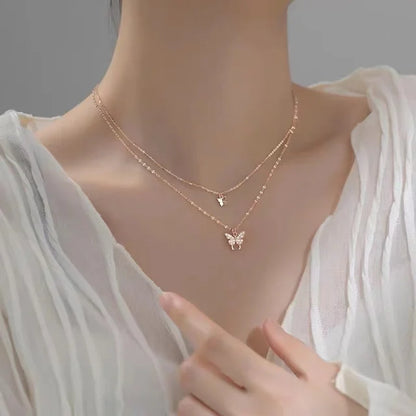Lina - Meerlagige ketting met vlinderhangers