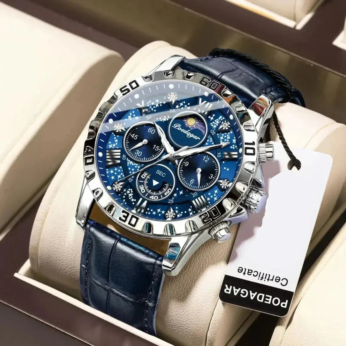 Luxe chronograaf horloge met metalen armband