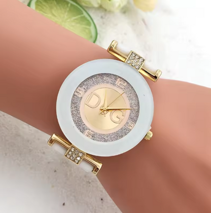 Dames quartzhorloges zwart en wit