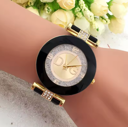 Dames quartzhorloges zwart en wit