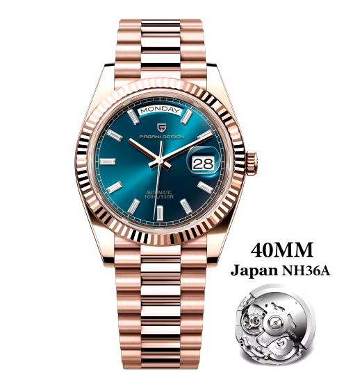 Design roségoud mechanisch herenhorloge