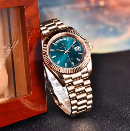 Design roségoud mechanisch herenhorloge
