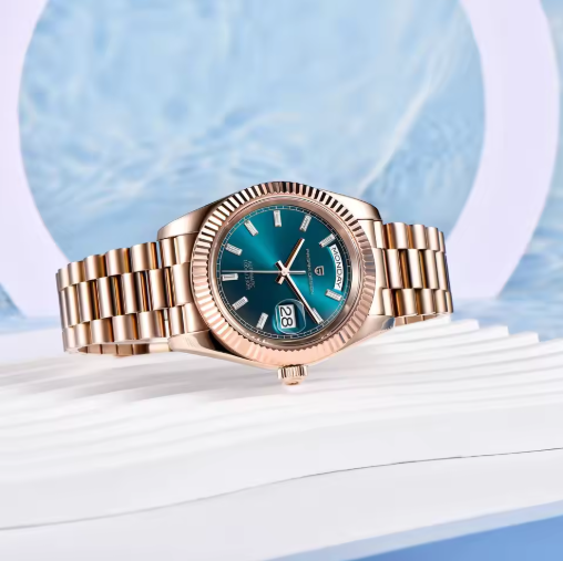 Design roségoud mechanisch herenhorloge