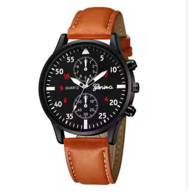 Elegant herenhorloge van bruin leer