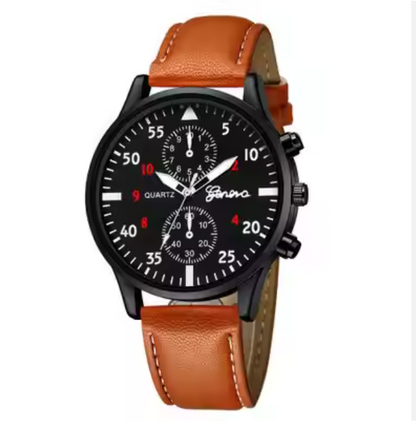 Elegant herenhorloge van bruin leer
