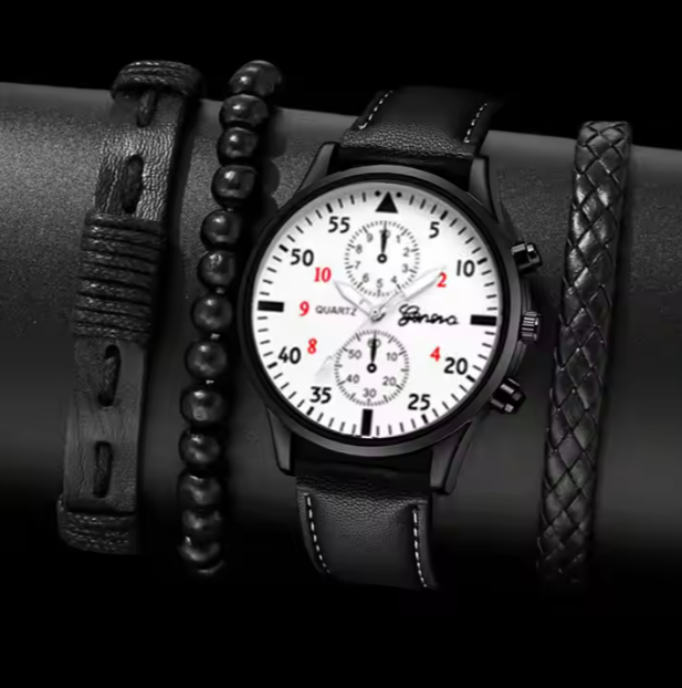 Elegant herenhorloge van bruin leer